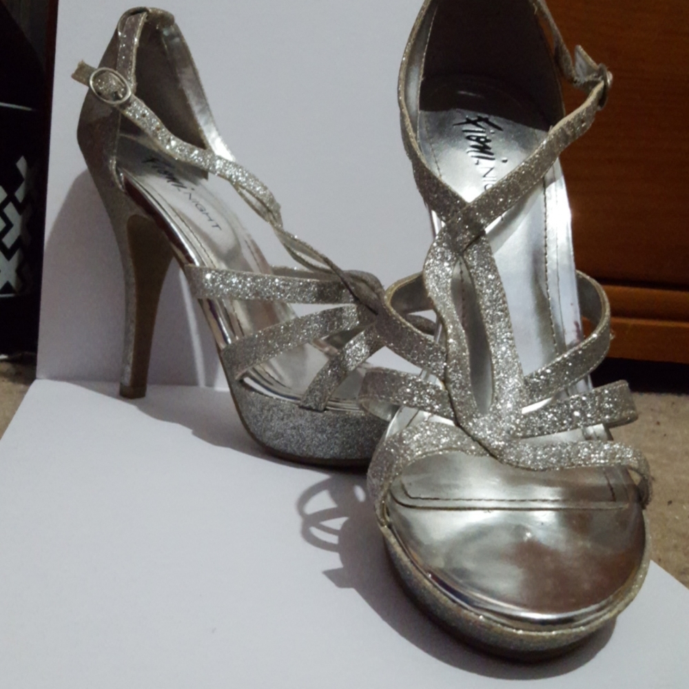 Silver sparkle high heels